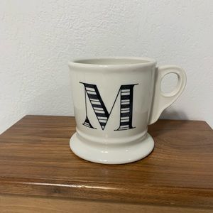 Anthropologie Monogram Coffee Tea Initial Mug Letter M fluted base Cup gift